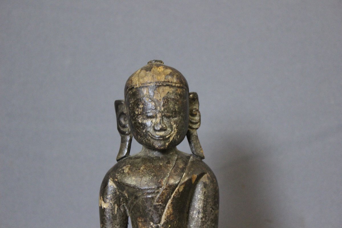 Carved And Lacquered Wooden Buddha, Laos, Early 19th Century-photo-2