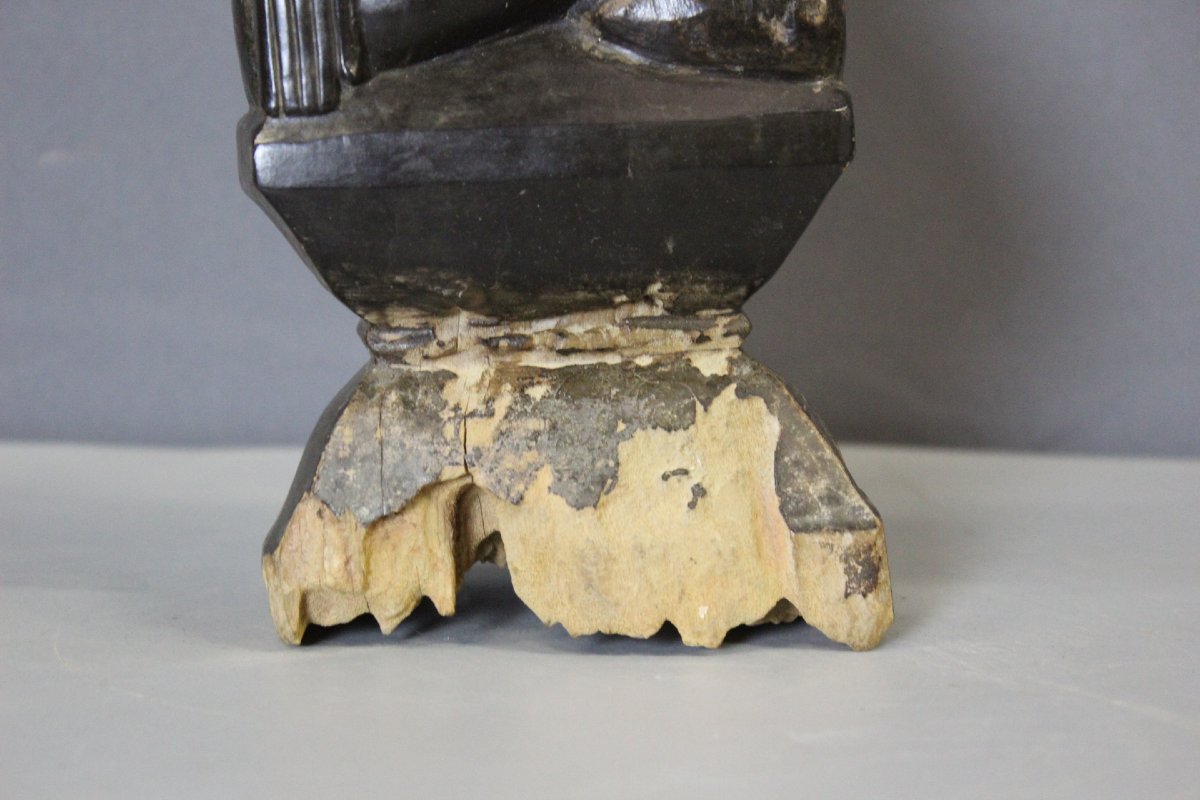 Carved And Lacquered Wooden Buddha, Laos, Early 19th Century-photo-3