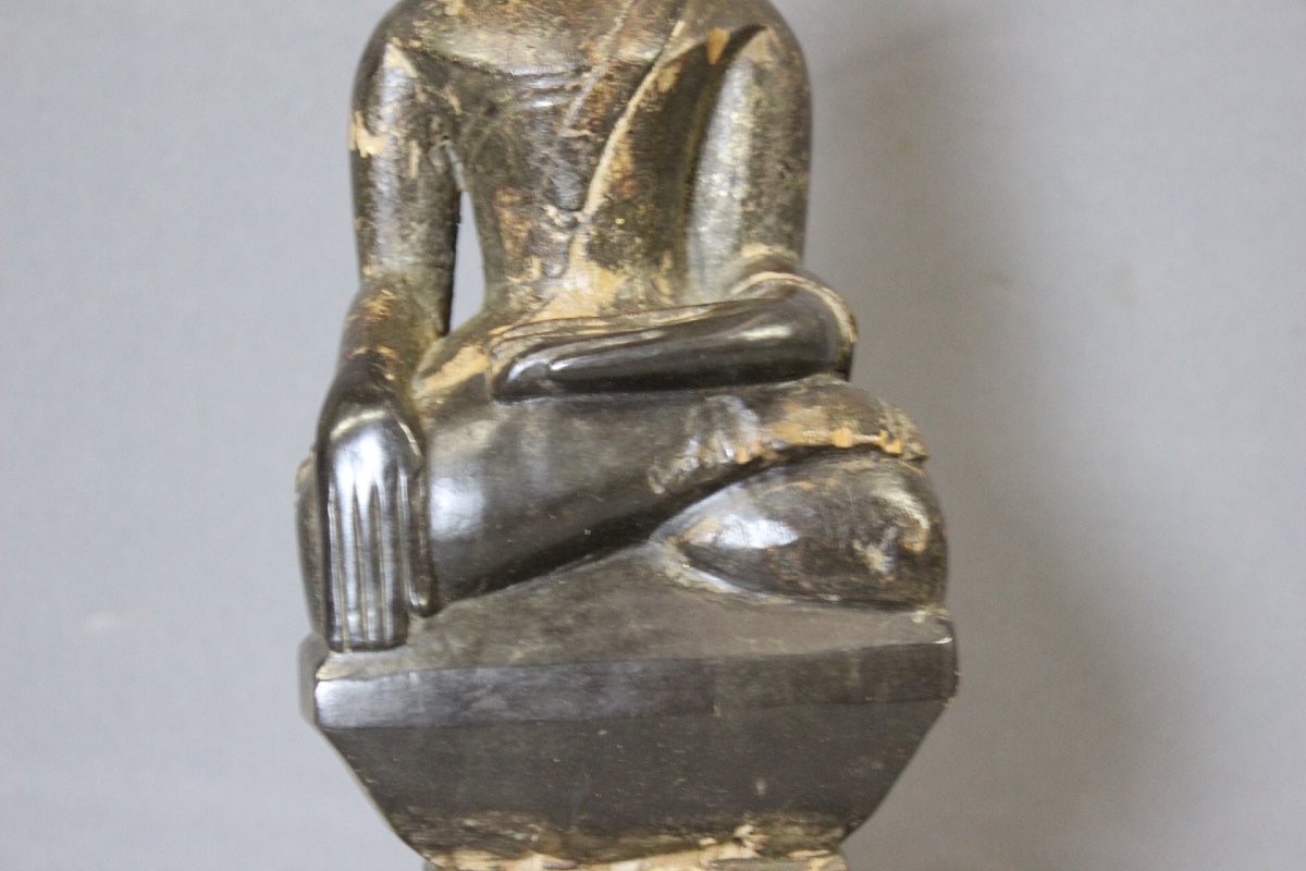 Carved And Lacquered Wooden Buddha, Laos, Early 19th Century-photo-4
