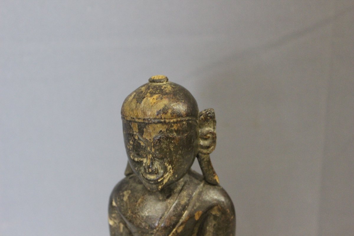 Carved And Lacquered Wooden Buddha, Laos, Early 19th Century-photo-3