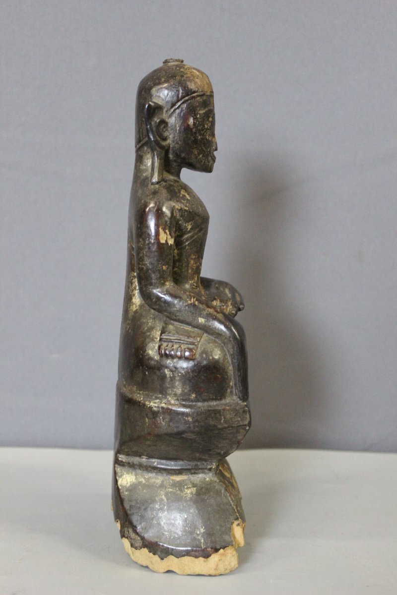 Carved And Lacquered Wooden Buddha, Laos, Early 19th Century-photo-5