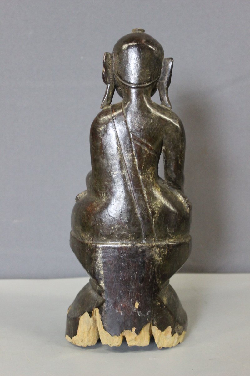 Carved And Lacquered Wooden Buddha, Laos, Early 19th Century-photo-6