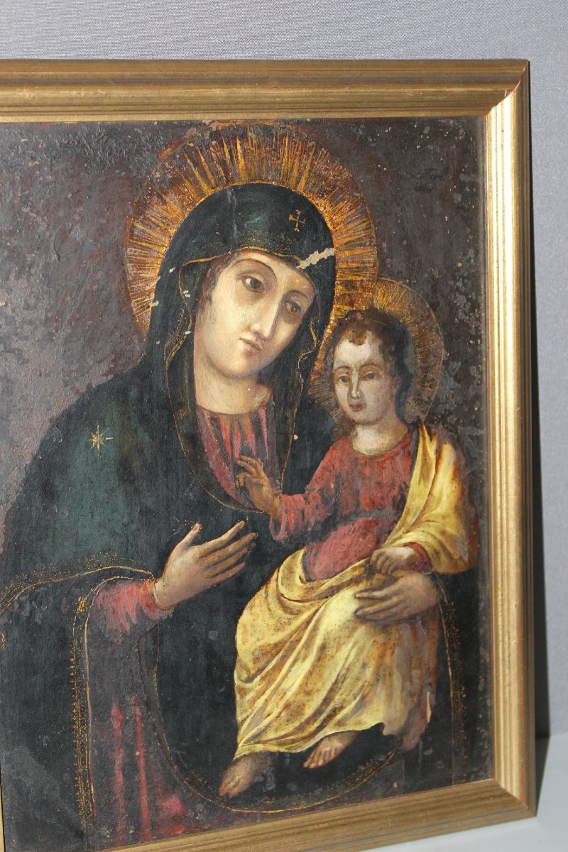 Oil On Copper, Virgin And Child, Late 18th Century-photo-3