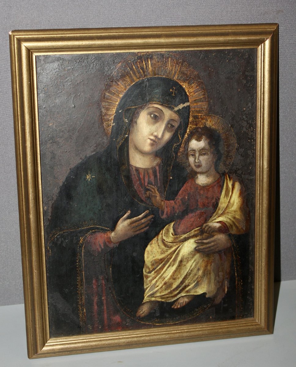 Oil On Copper, Virgin And Child, Late 18th Century
