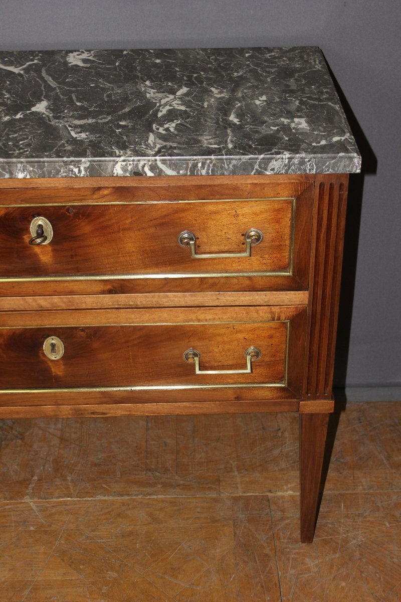 Louis XVI-style Chested Dresser In Walnut, Late 18th Century-photo-4