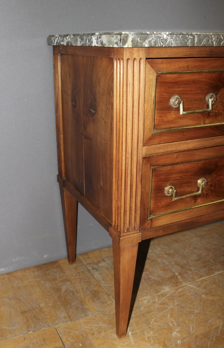 Louis XVI-style Chested Dresser In Walnut, Late 18th Century-photo-2