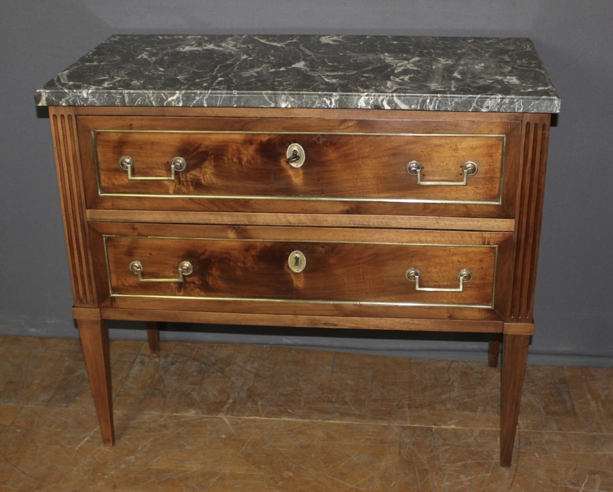 Louis XVI-style Chested Dresser In Walnut, Late 18th Century-photo-5