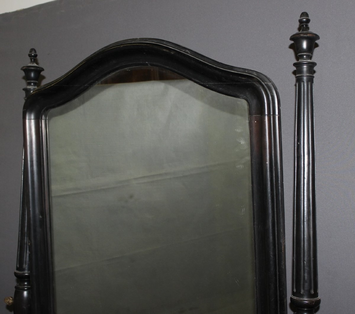 Miroir Psyché Napoléon III en Bois Laqué Noir , XIXe-photo-2