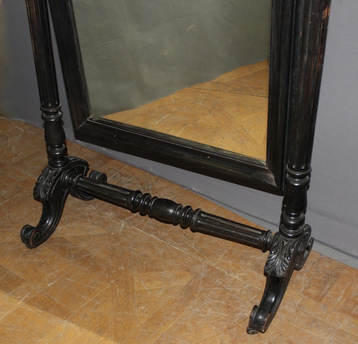 Miroir Psyché Napoléon III en Bois Laqué Noir , XIXe-photo-4