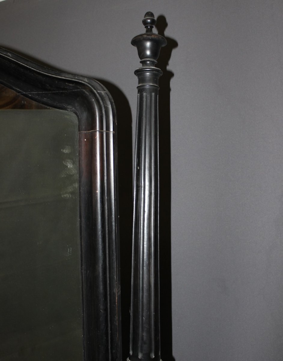 Miroir Psyché Napoléon III en Bois Laqué Noir , XIXe-photo-1