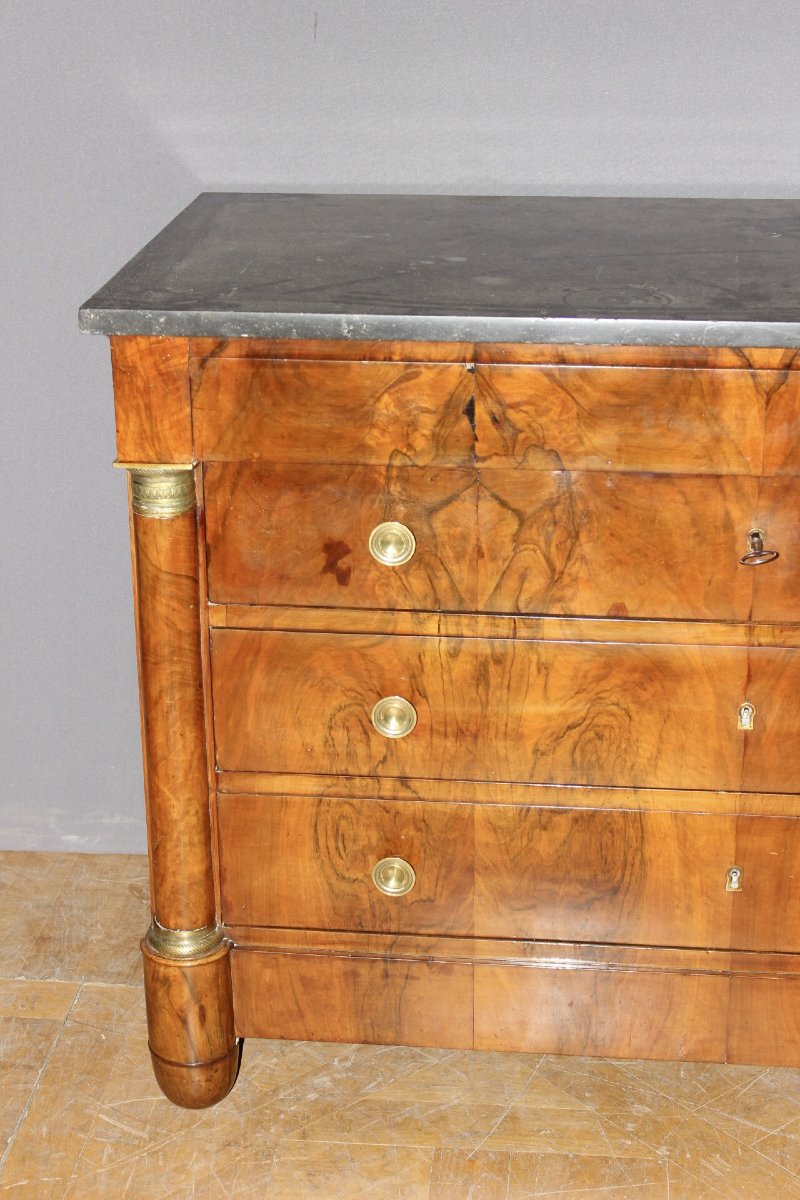 Empire-style Chest Of Drawers With Half-columns, 19th Century-photo-2