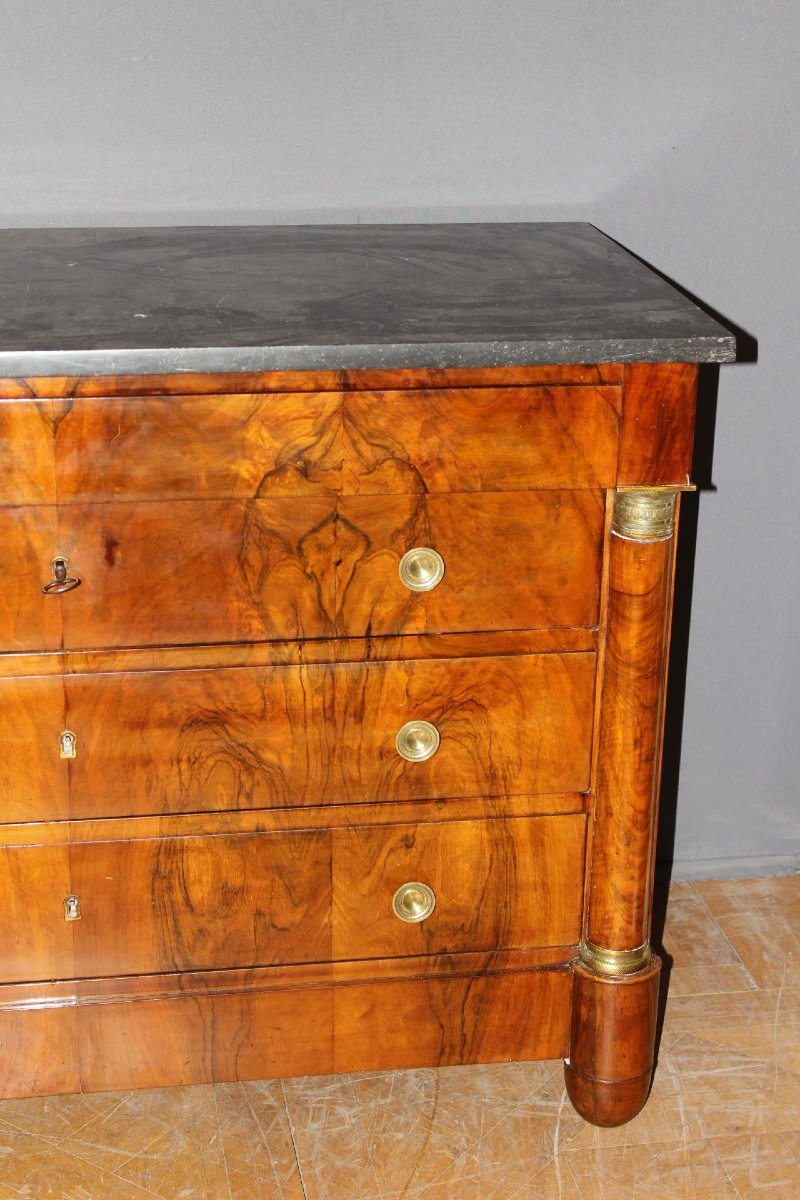 Empire-style Chest Of Drawers With Half-columns, 19th Century-photo-4
