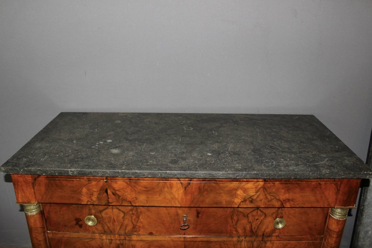 Empire-style Chest Of Drawers With Half-columns, 19th Century-photo-2