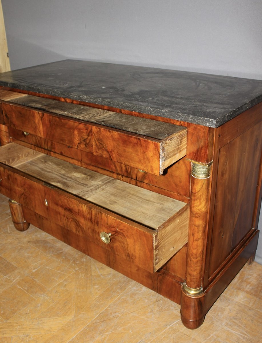 Empire-style Chest Of Drawers With Half-columns, 19th Century-photo-3