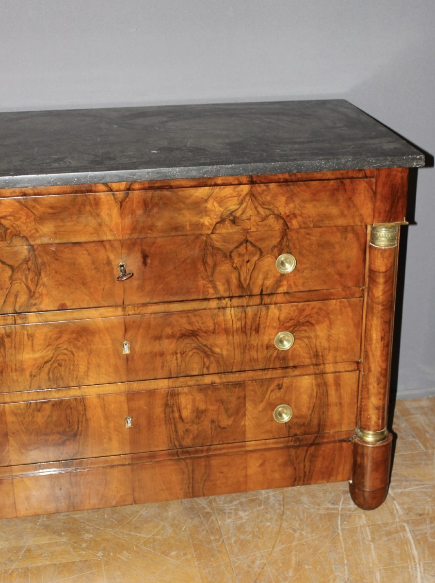 Empire-style Chest Of Drawers With Half-columns, 19th Century-photo-5