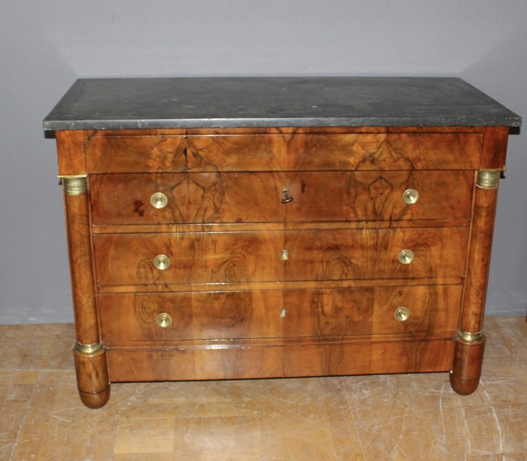 Empire-style Chest Of Drawers With Half-columns, 19th Century-photo-7