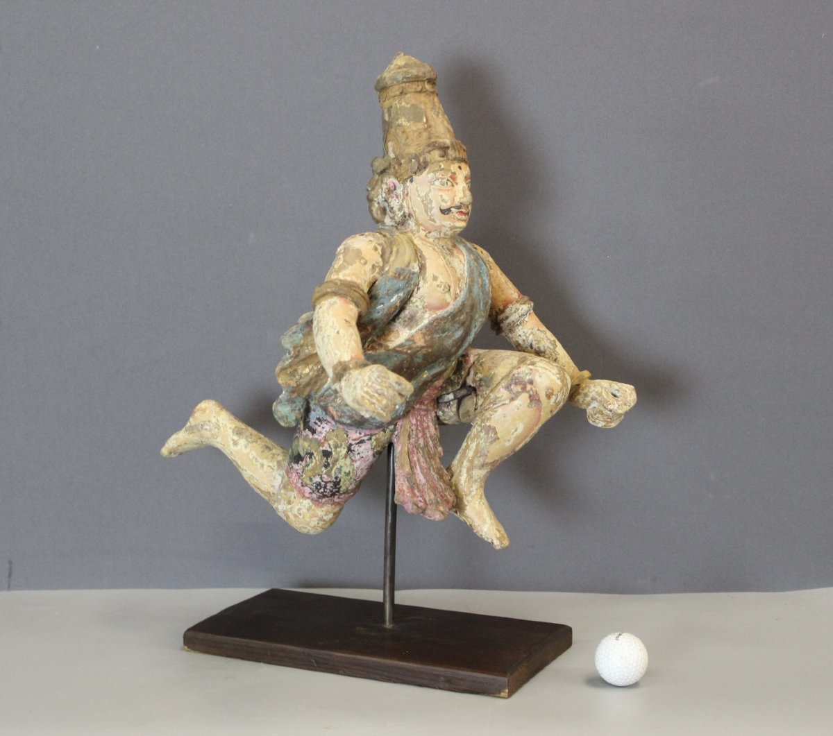 Temple Guardian, Polychrome Sculpture, India, Late 19th Century-photo-2