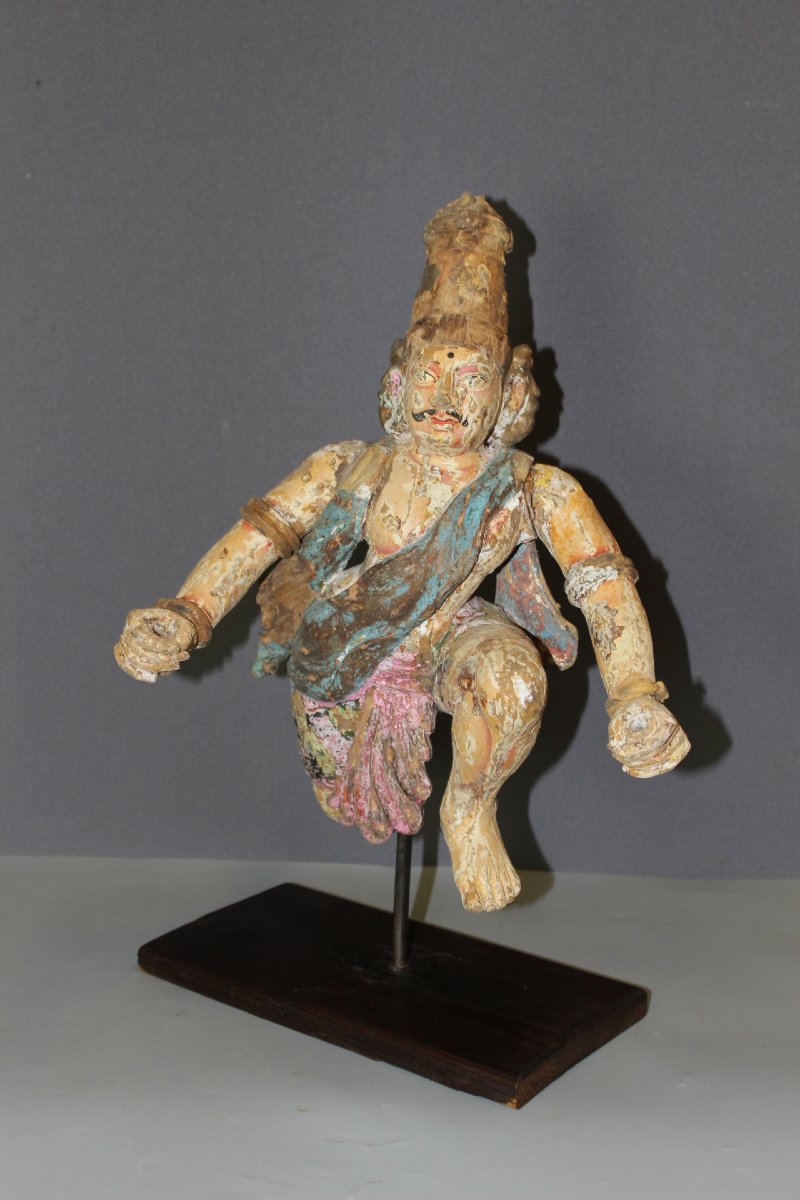 Temple Guardian, Polychrome Sculpture, India, Late 19th Century-photo-2
