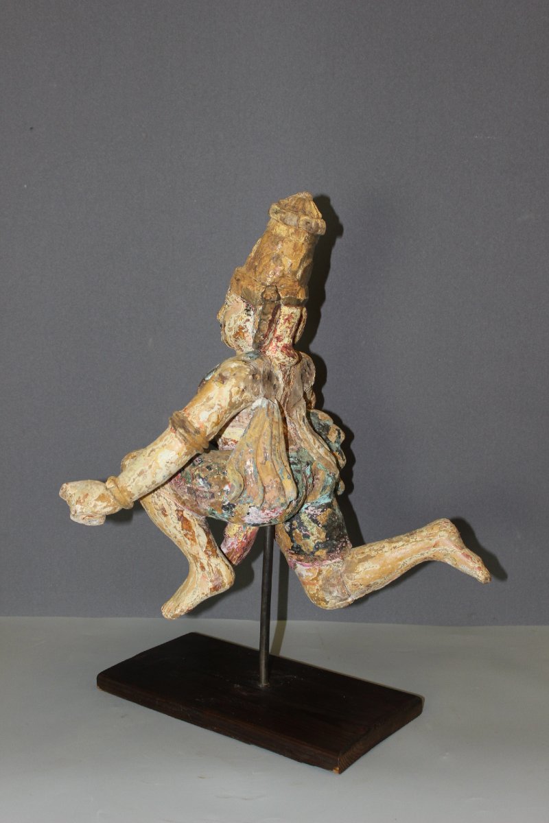 Temple Guardian, Polychrome Sculpture, India, Late 19th Century-photo-3