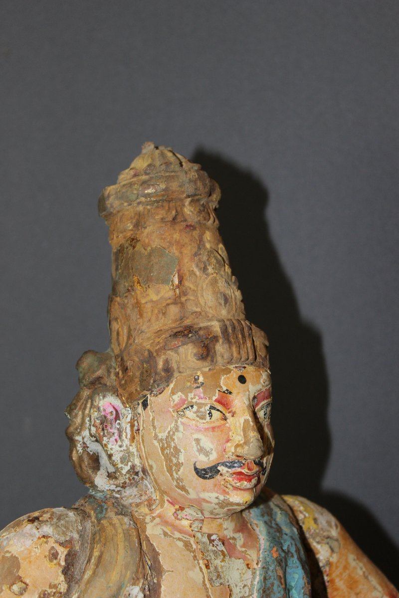 Temple Guardian, Polychrome Sculpture, India, Late 19th Century-photo-6