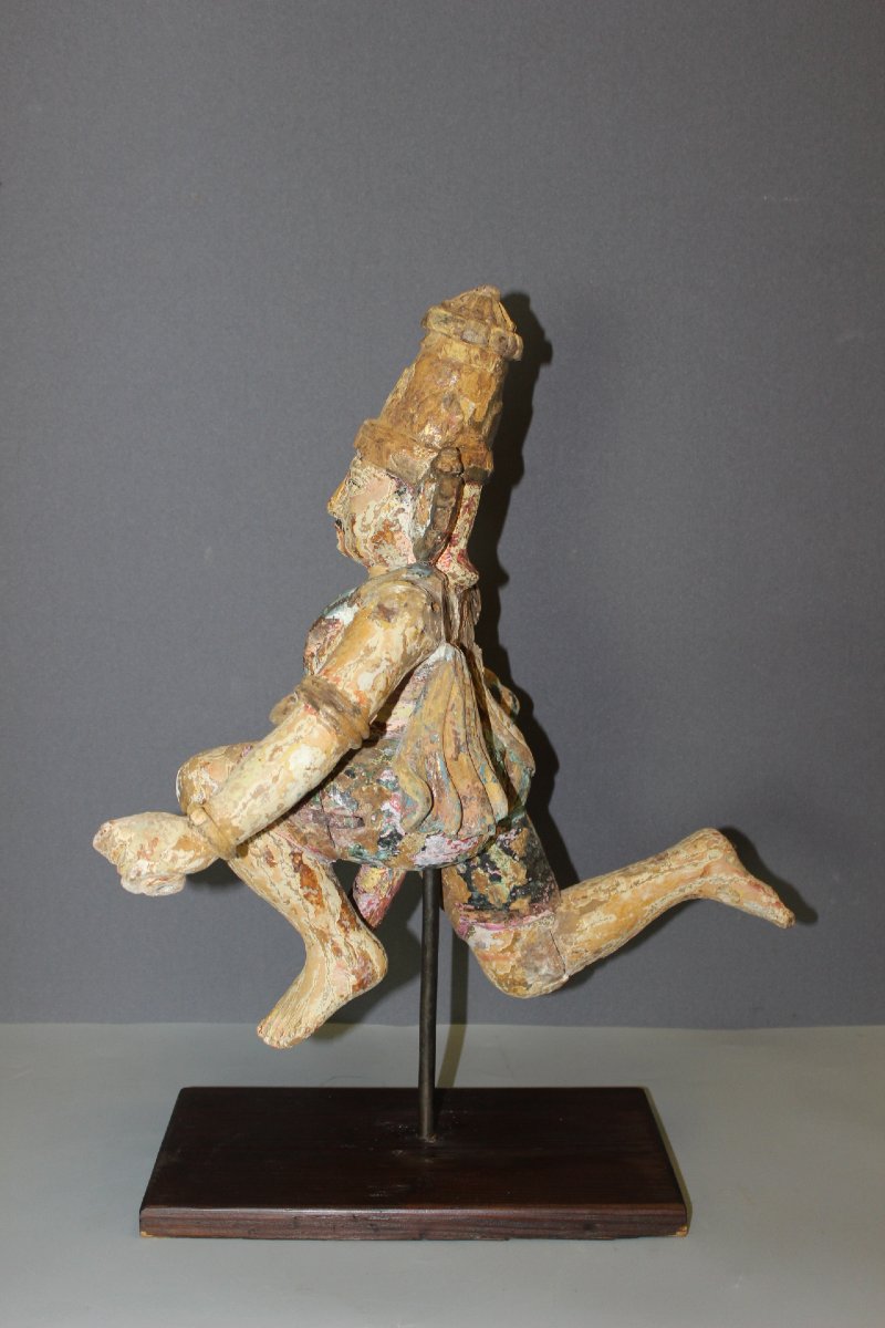Temple Guardian, Polychrome Sculpture, India, Late 19th Century-photo-8