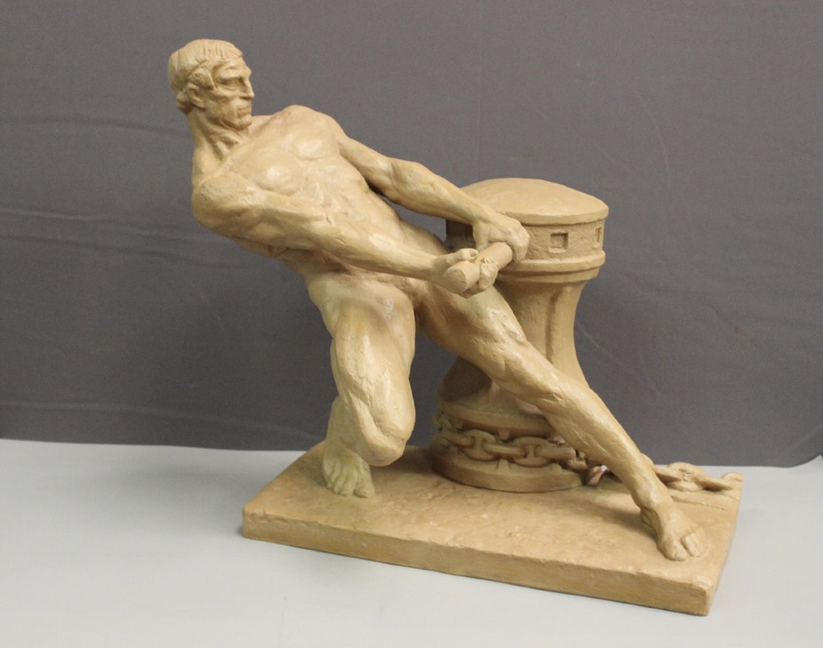  Terracotta "la Force" By Henri Bargas, Circa 1930-photo-8