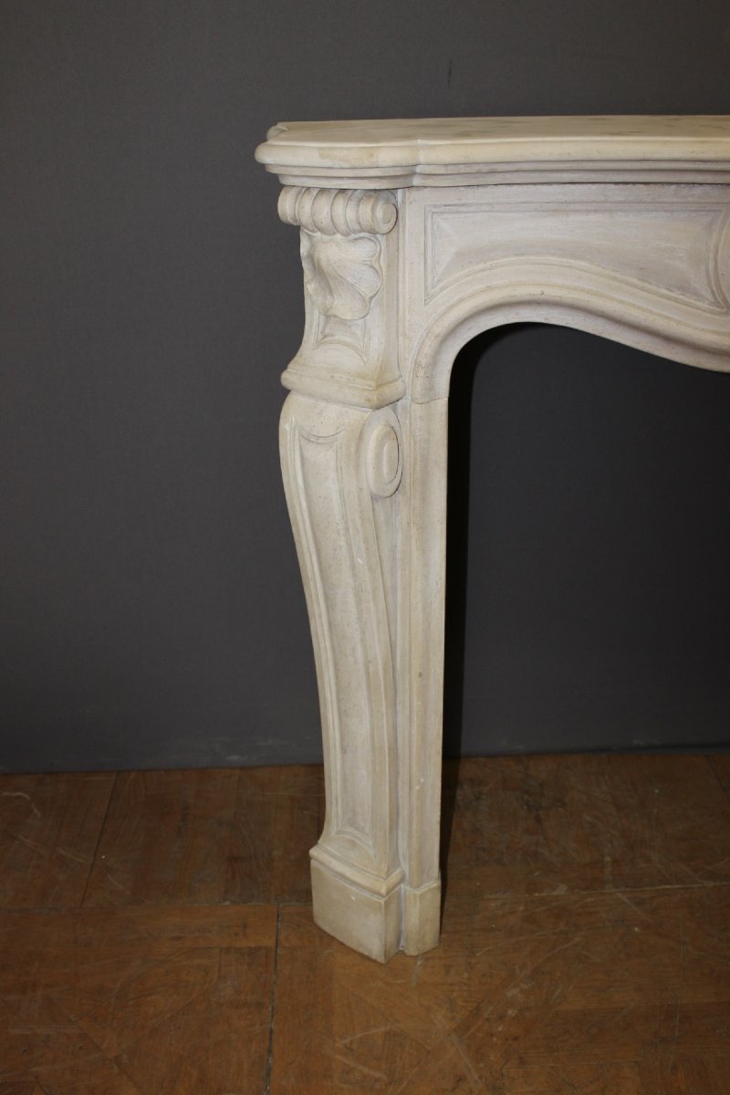 Cheminée Louis XV en pierre sculptée XX-photo-2