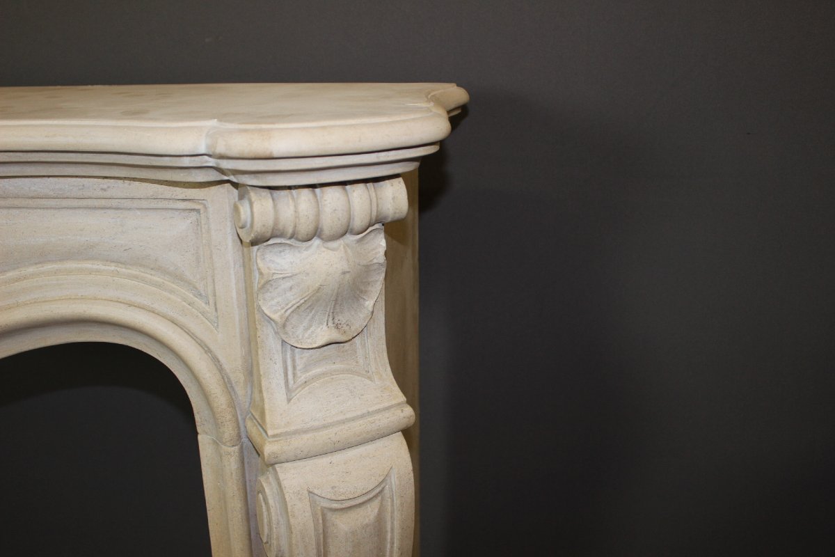 Cheminée Louis XV en pierre sculptée XX-photo-4