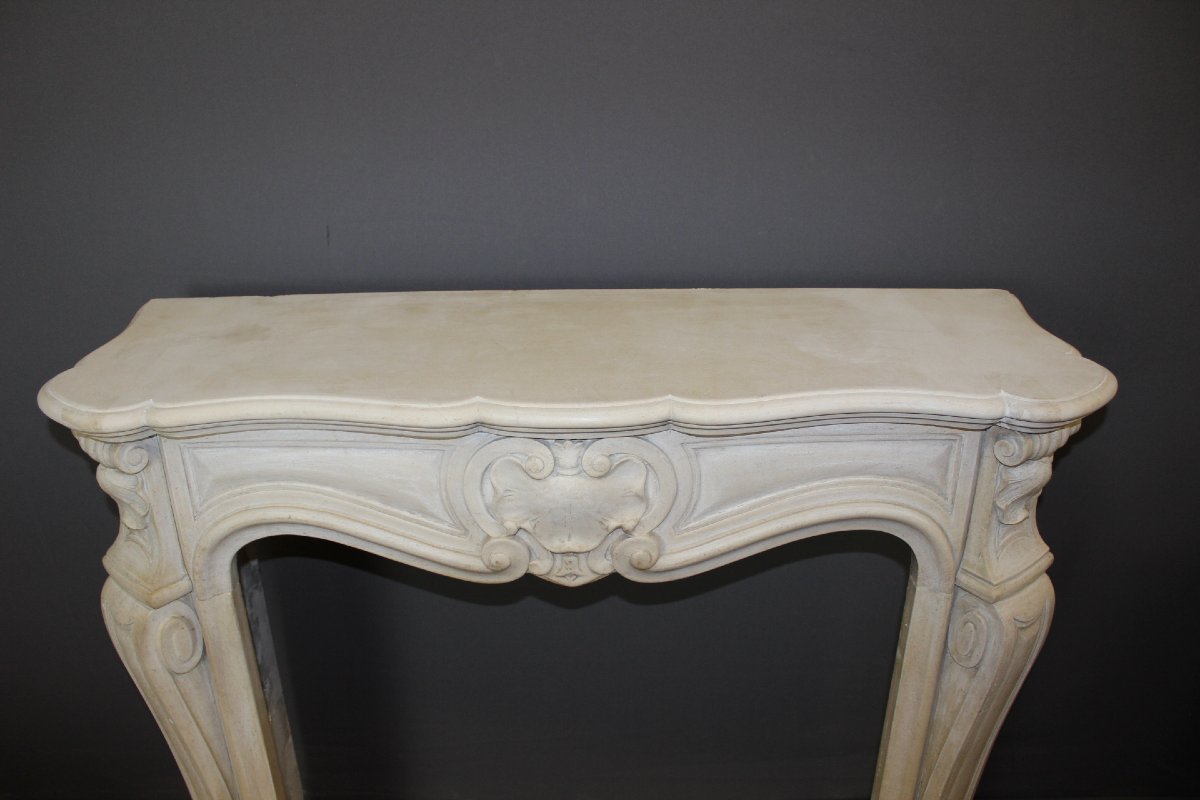 Cheminée Louis XV en pierre sculptée XX-photo-3