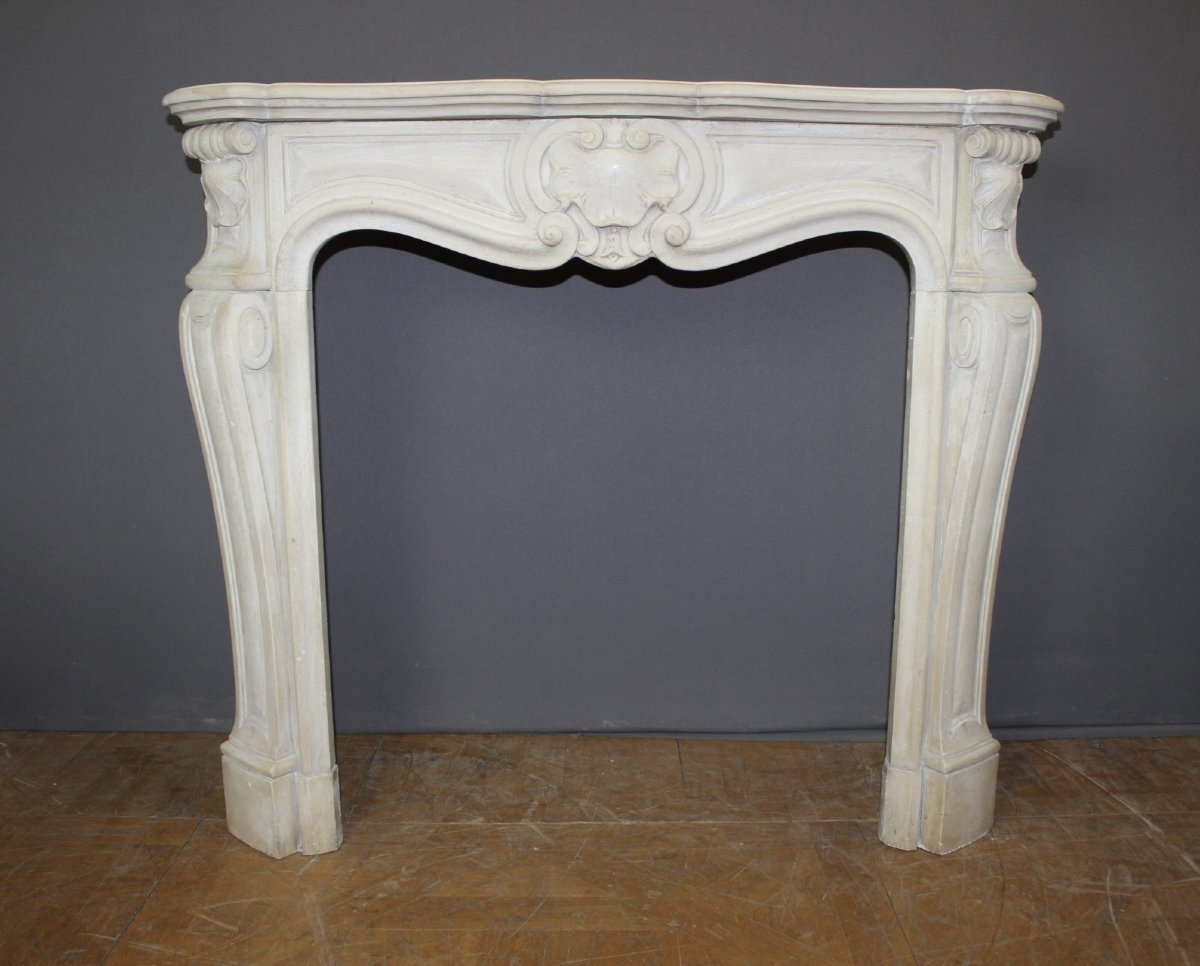 Cheminée Louis XV en pierre sculptée XX-photo-5