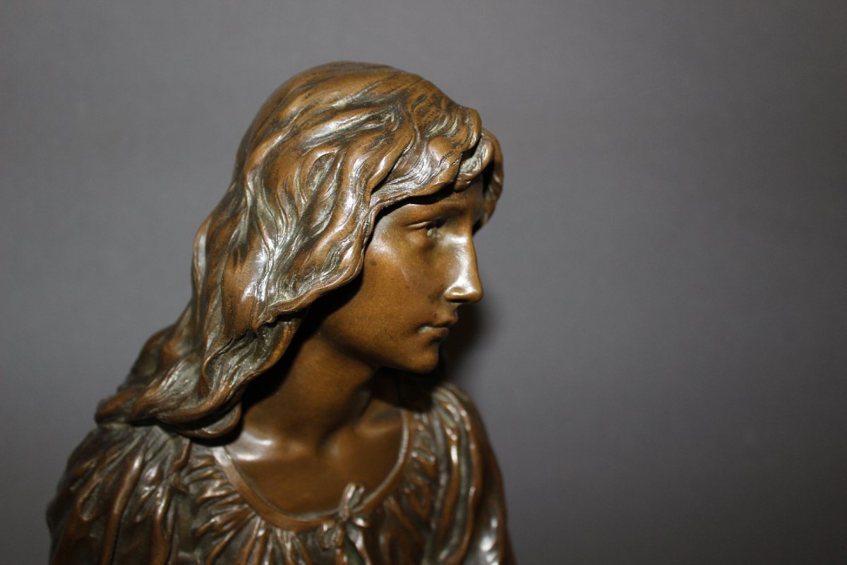 Bronze , La Joueuse de Mandoline par Paul Eugène Mengin XIX-photo-3