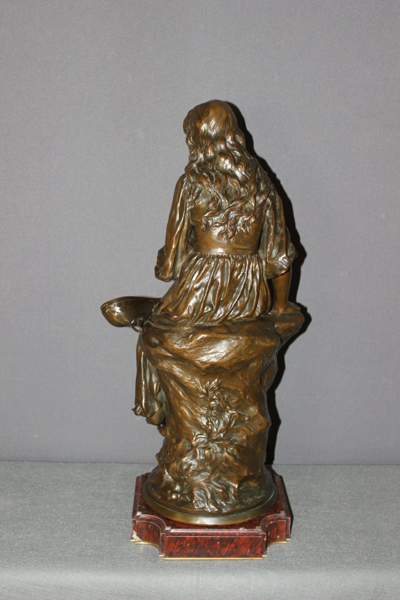 Bronze , La Joueuse de Mandoline par Paul Eugène Mengin XIX-photo-4