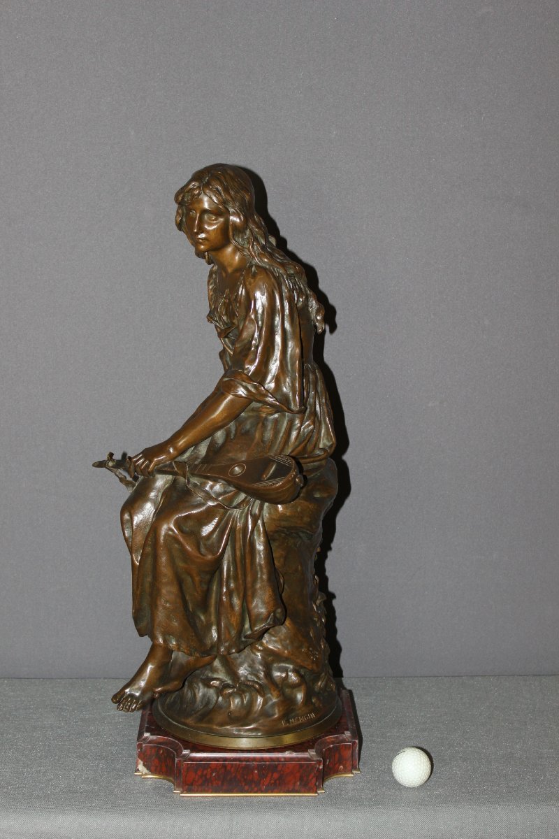 Bronze , La Joueuse de Mandoline par Paul Eugène Mengin XIX-photo-8