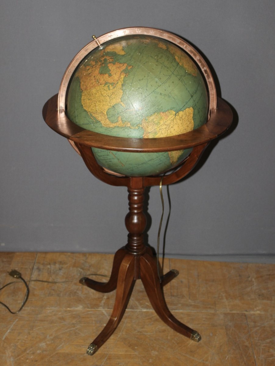 Globe Terrestre de Parquet , Mc Nally USA , XXe-photo-3