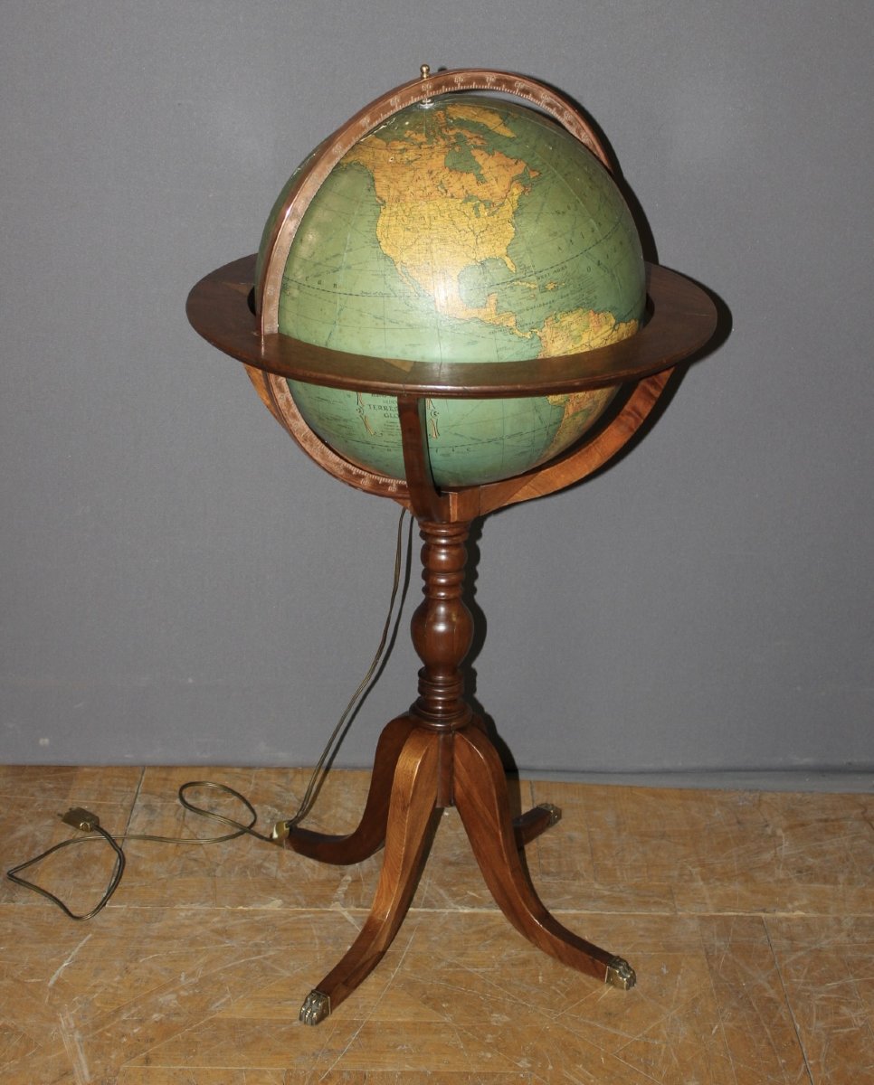 Globe Terrestre de Parquet , Mc Nally USA , XXe