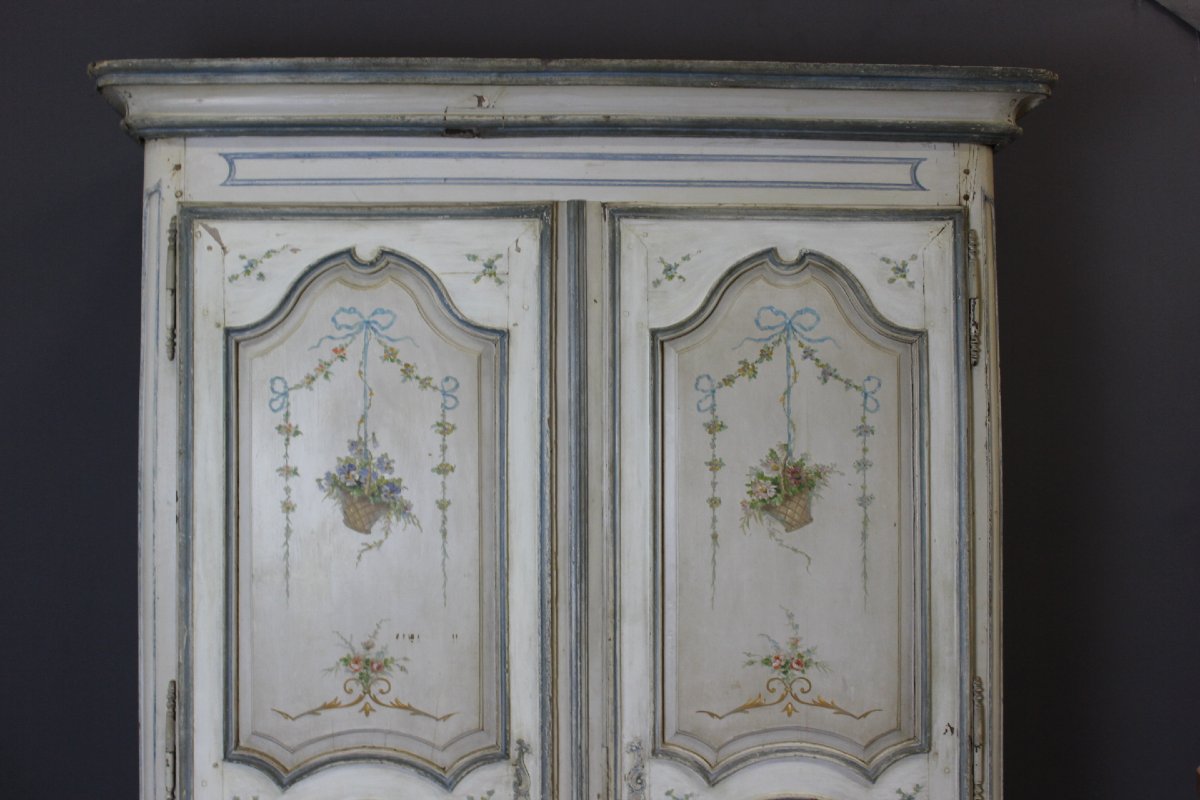 Armoire Peinte à Décor de Fleurs , XVIII-photo-3