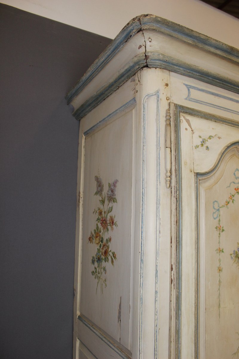 Armoire Peinte à Décor de Fleurs , XVIII-photo-1