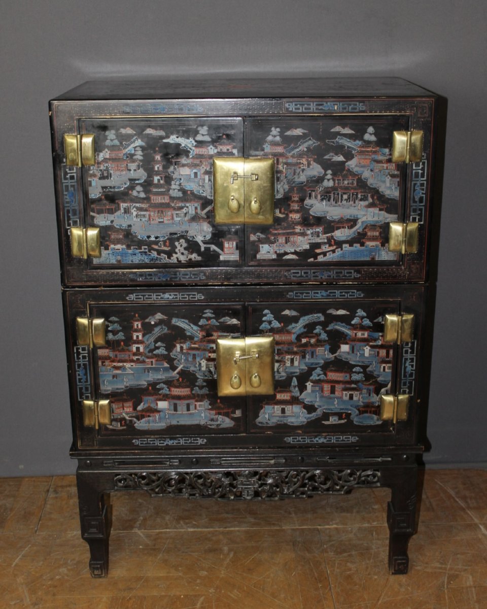 Chinese Lacquered Wooden Sideboard, Circa 1930-photo-8