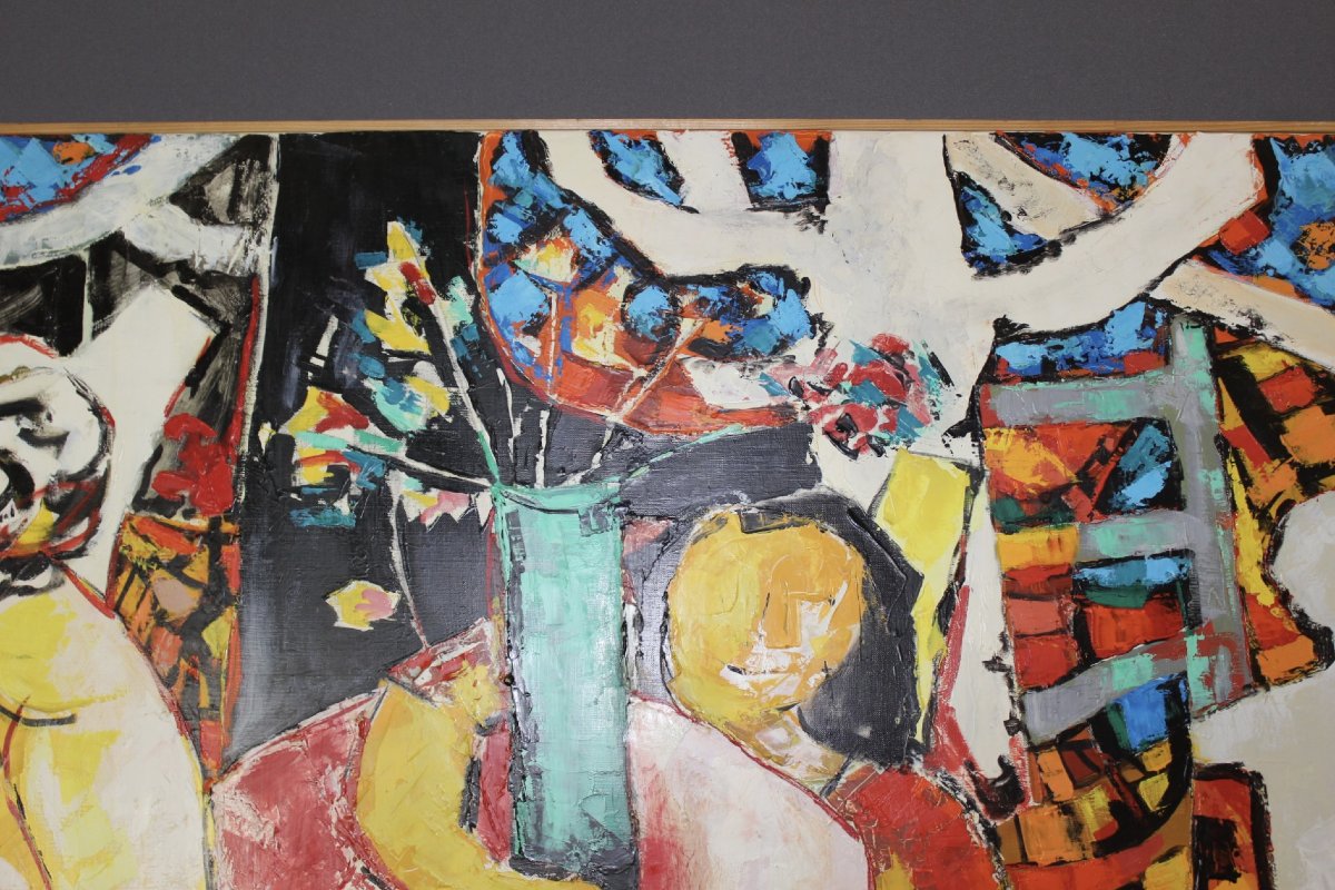 Huile sur toile Titré "Bavardage" par Gabriel Guy -photo-2