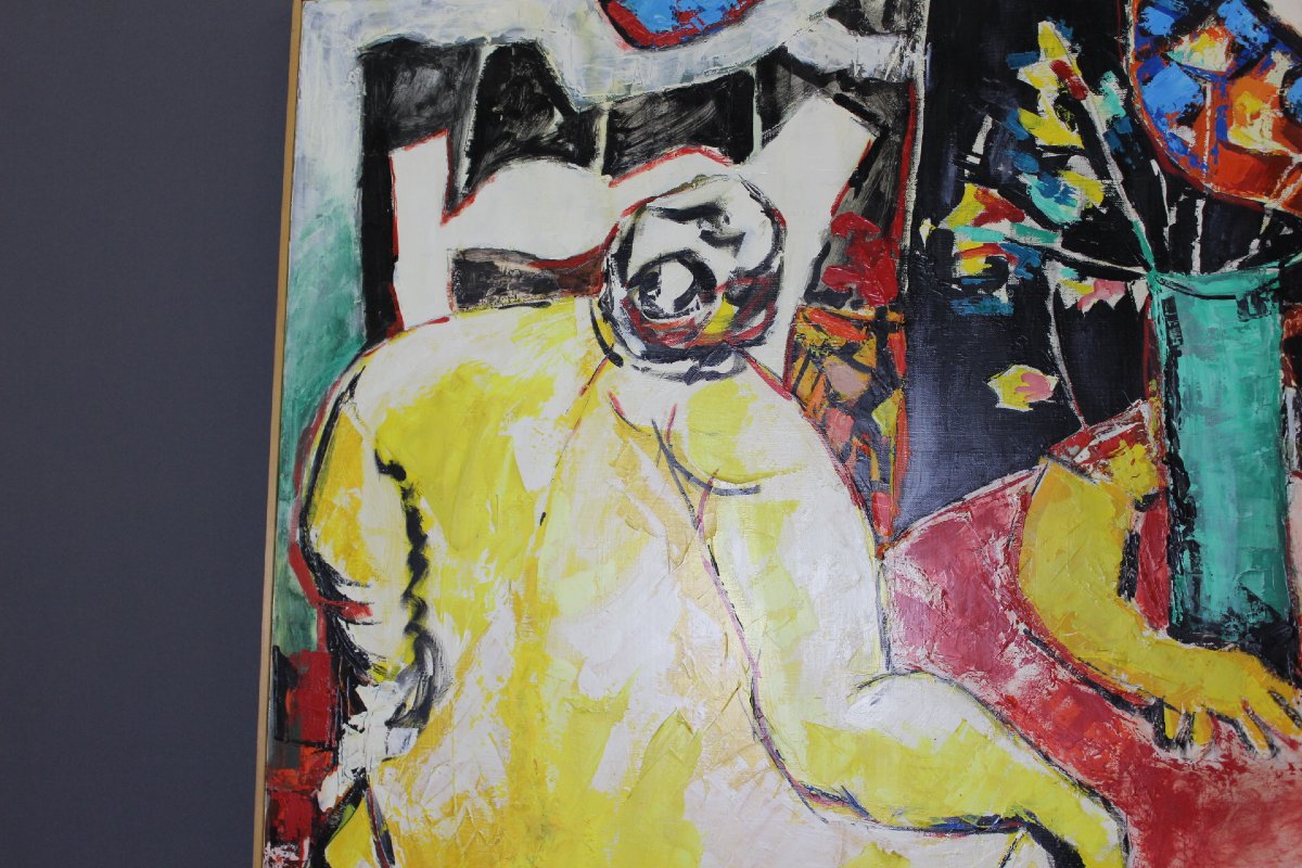 Huile sur toile Titré "Bavardage" par Gabriel Guy -photo-4
