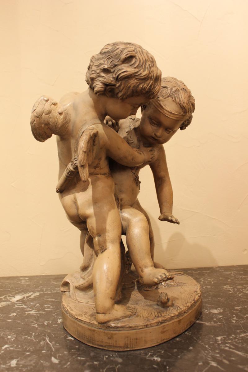 Sculpture d'Angelots En Terre Cuite -photo-2