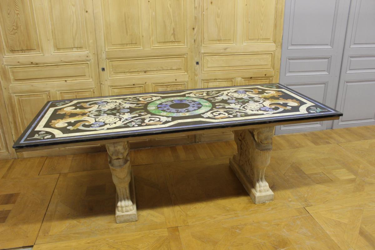 Table Rectagulaire En Scagliola Début XX-photo-3