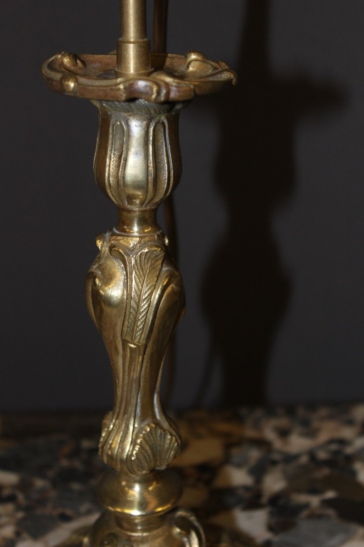 Pair Of Louis XV Candlesticks Mounted In Lamp-photo-3