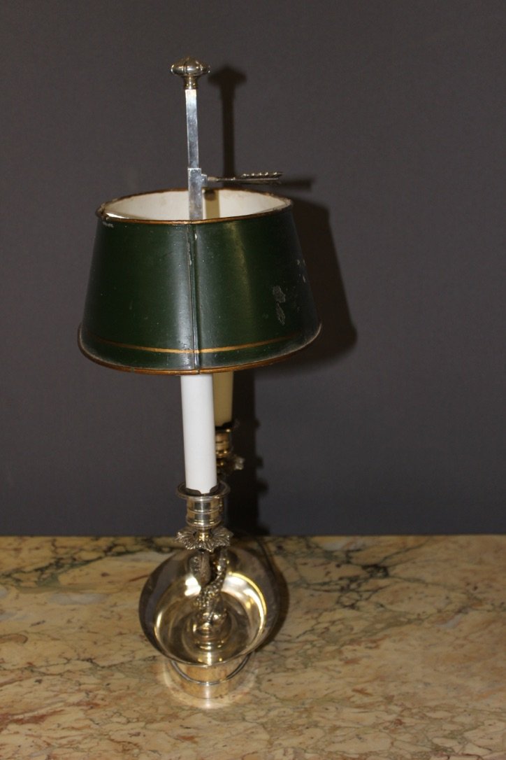 Lampe Bouillotte En Bronze Argenté -photo-4