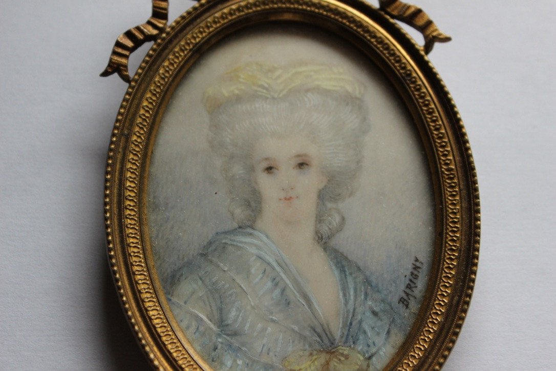 Miniature On Ivory Portrait Of Madame Necker End XIX-photo-3