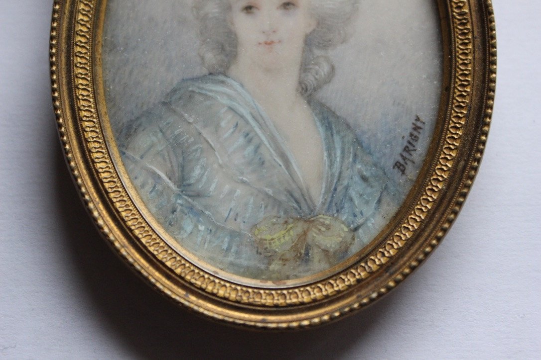 Miniature On Ivory Portrait Of Madame Necker End XIX-photo-2