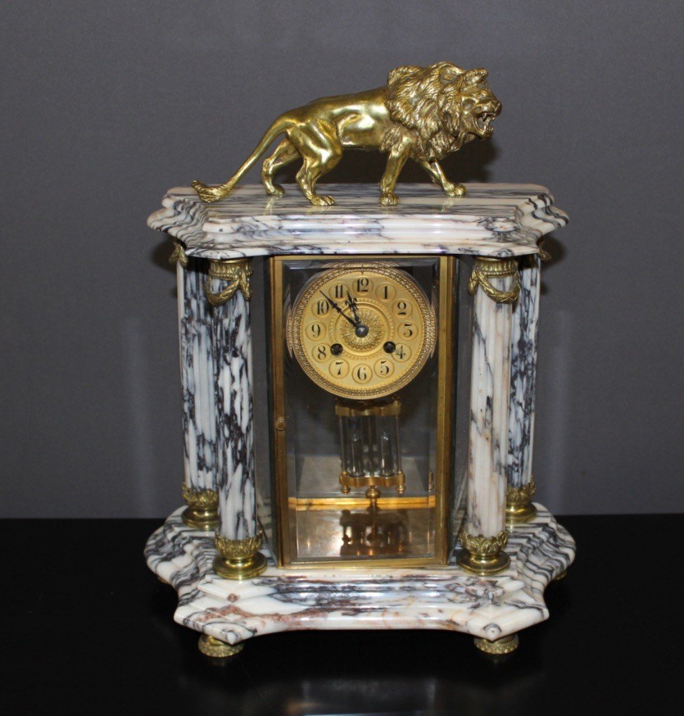 Louis XVI Style Clock With Lion End XIX-photo-2