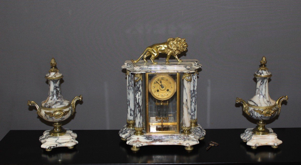 Louis XVI Style Clock With Lion End XIX-photo-7