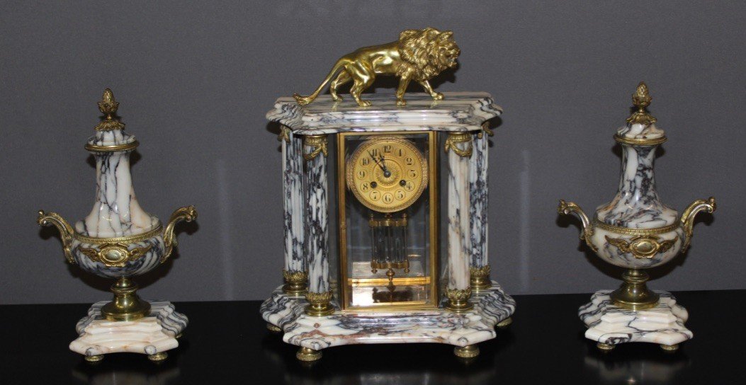 Louis XVI Style Clock With Lion End XIX