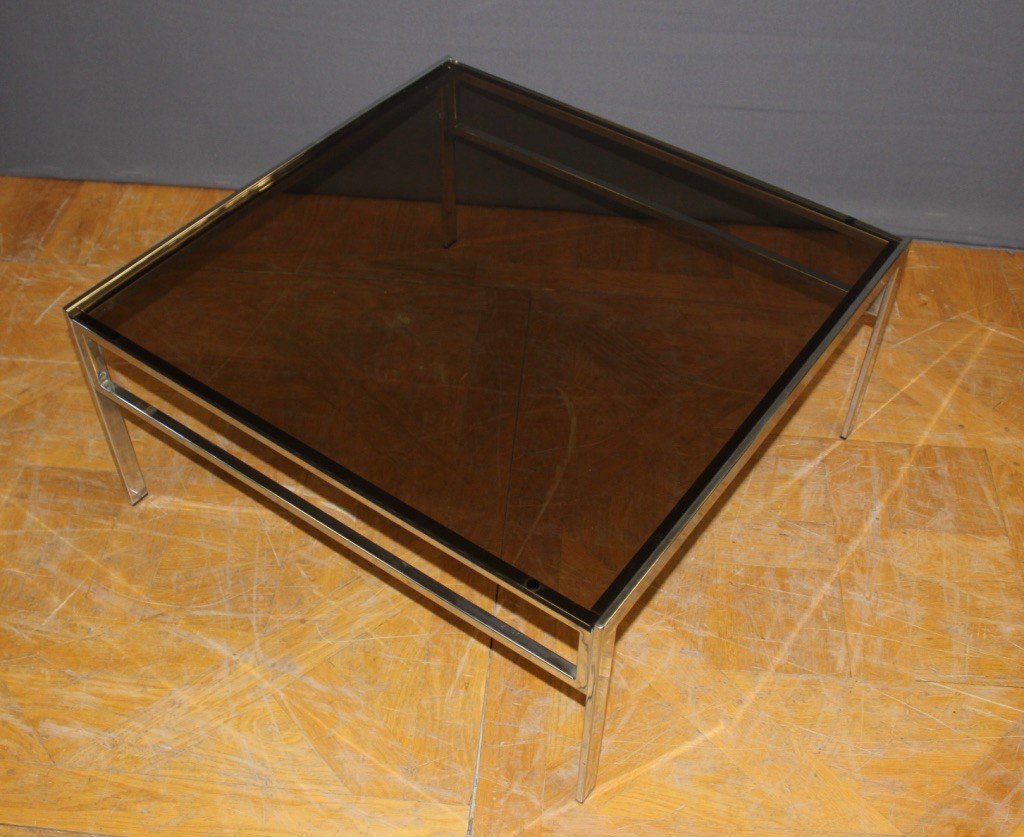 Table Basse En Chrome Et Verre Fumé Vers 1970-photo-1